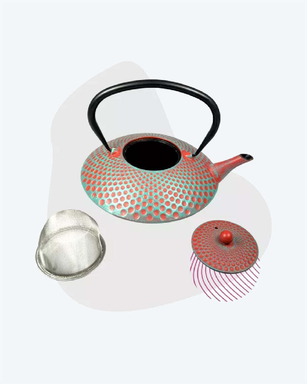 Yufo Red/Green Teapot - TeaPot Bliss