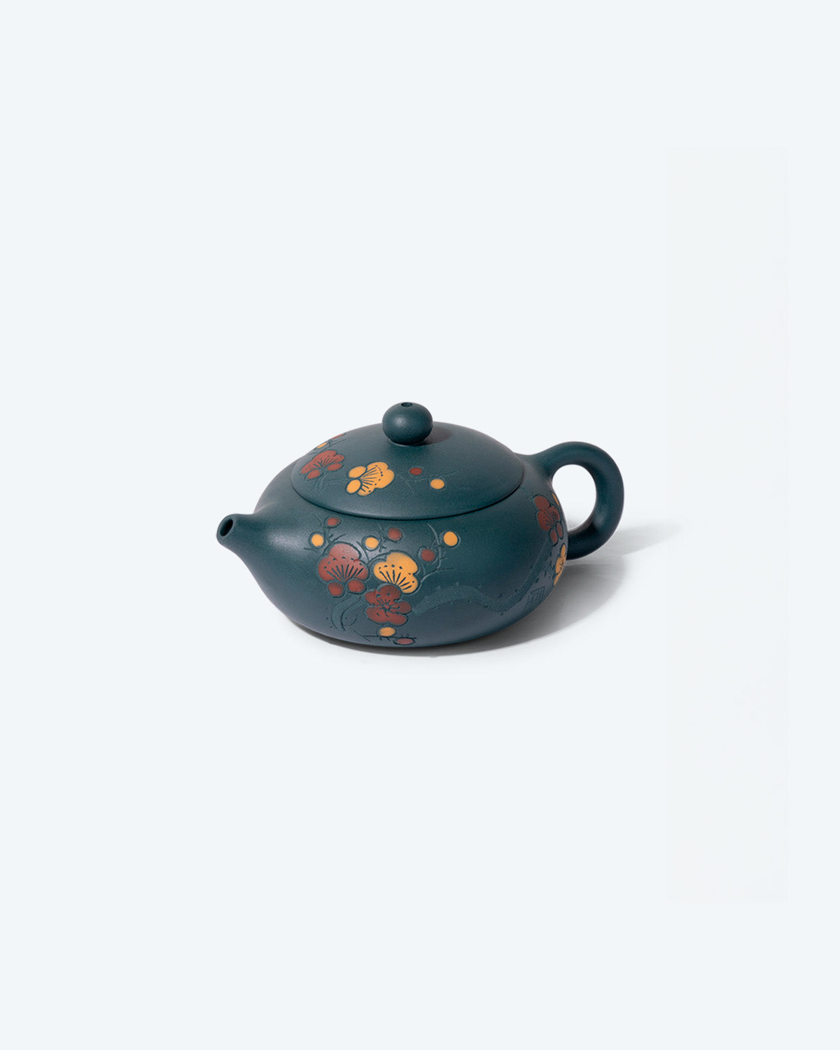 Yixing Blue Teapot with Flowers - TeaPot Bliss