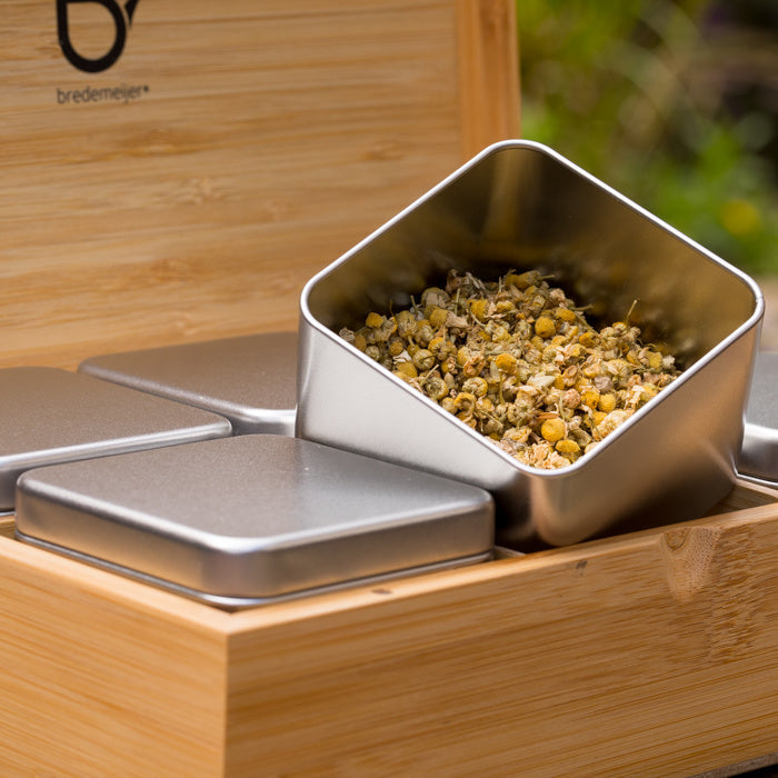 Bamboe theedoos met 6 blikken - TeaPot Bliss