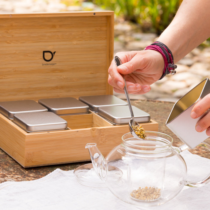 Bamboe theedoos met 6 blikken - TeaPot Bliss