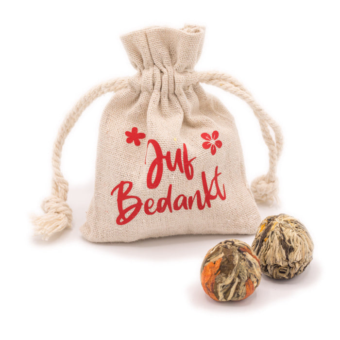2 theebloemen in zakje 'Juf bedankt' - TeaPot Bliss