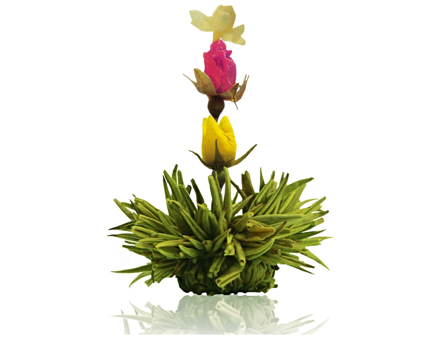 2 theebloemen in zakje met hart - TeaPot Bliss