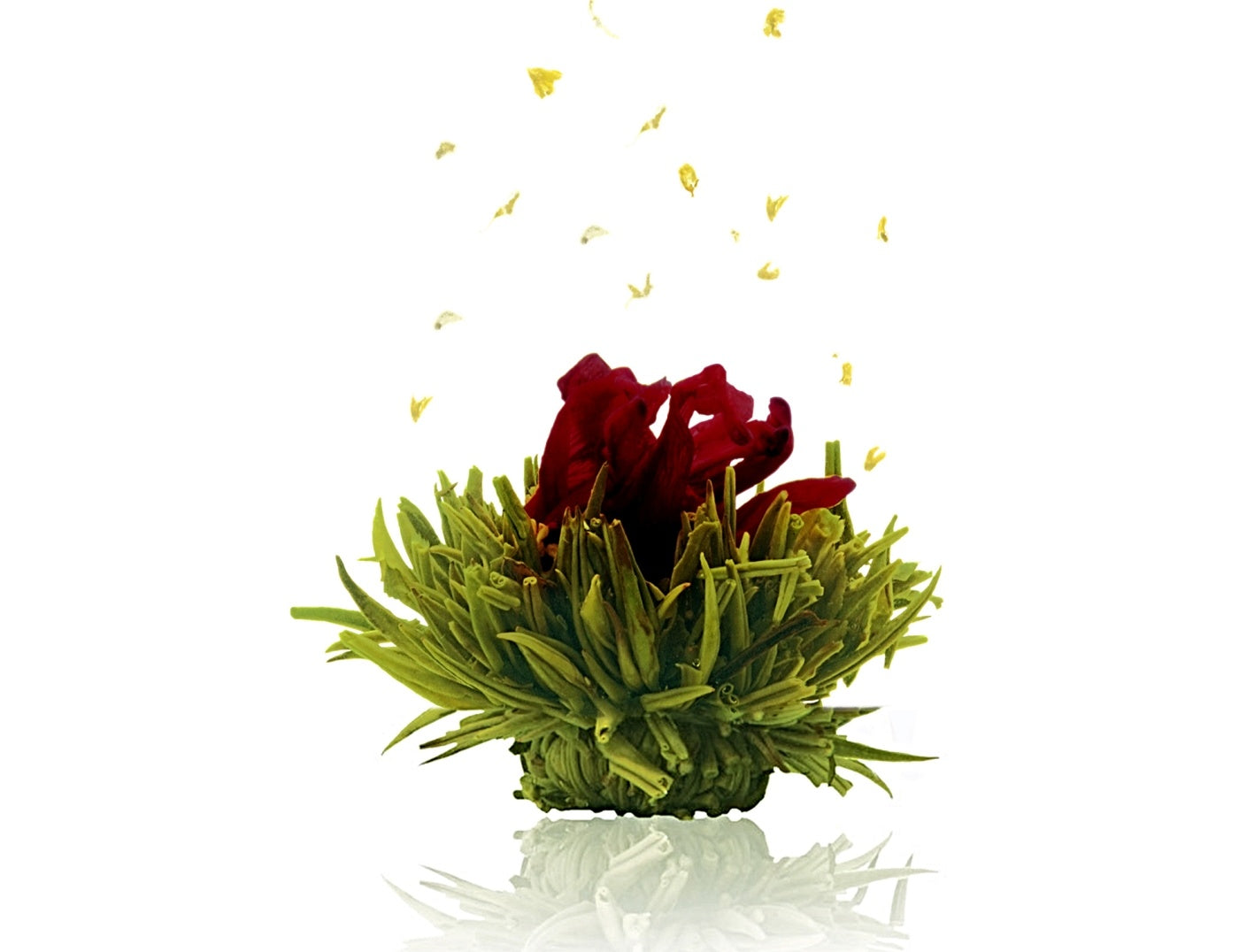 4 theebloemen in valentijn zakje - TeaPot Bliss