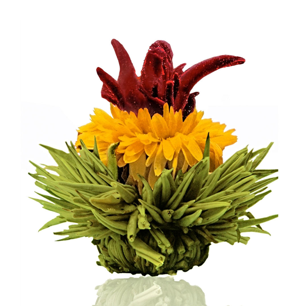 Theebloemen wit/zwart/groen in cadeaudoosje - TeaPot Bliss