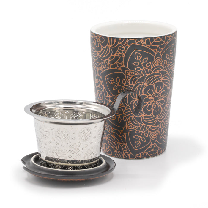TEAEVE Mandala ebony - mok met zeefje - TeaPot Bliss