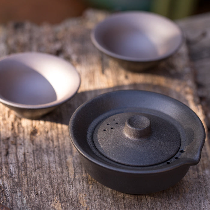 Gaiwan travelset zwart - TeaPot Bliss