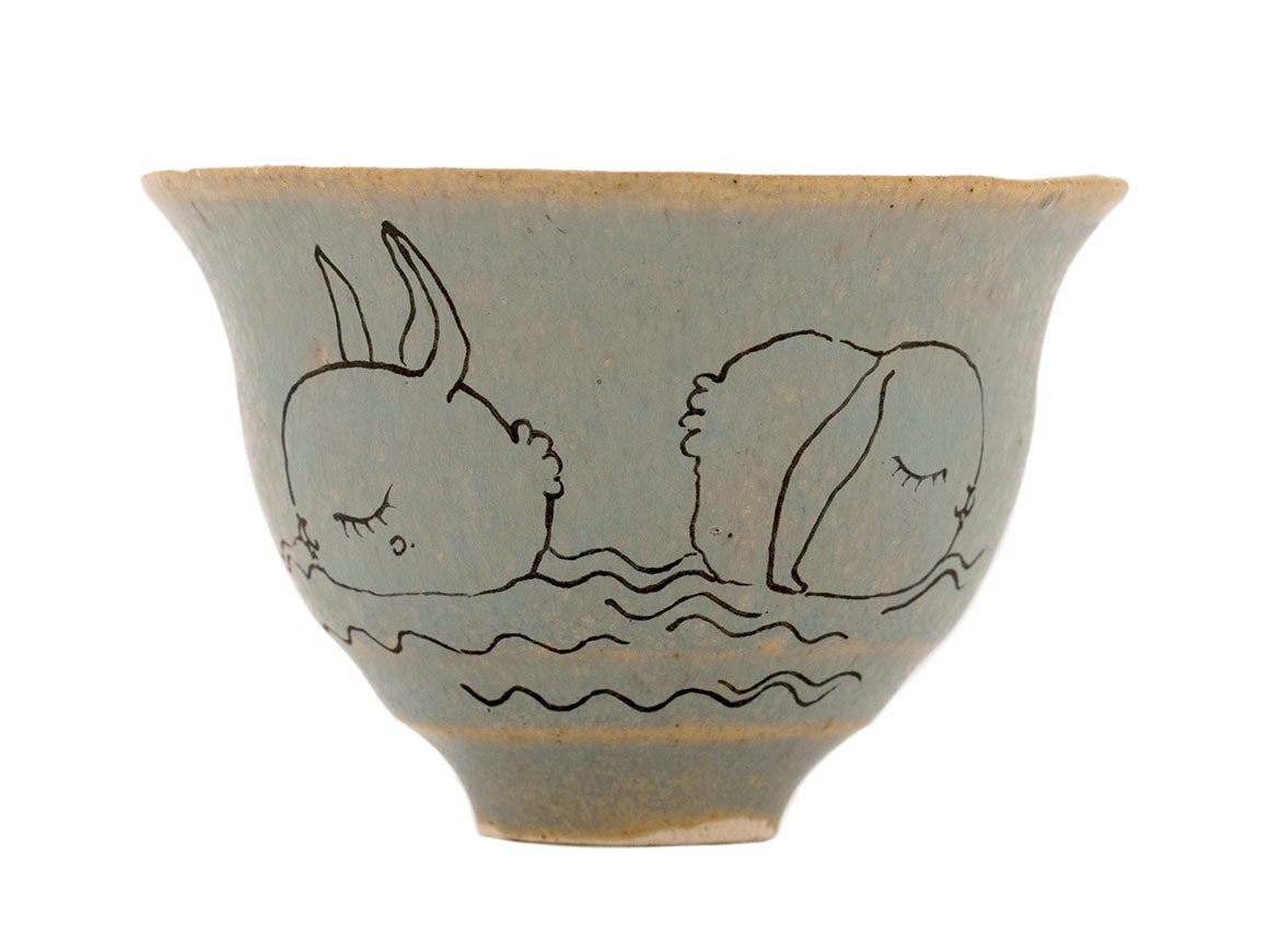 Cup handmade Moychay # 42150, 'Sea bunnies', series of 'Sunny bunnies', ceramic/hand painting, 74 ml. - TeaPot Bliss