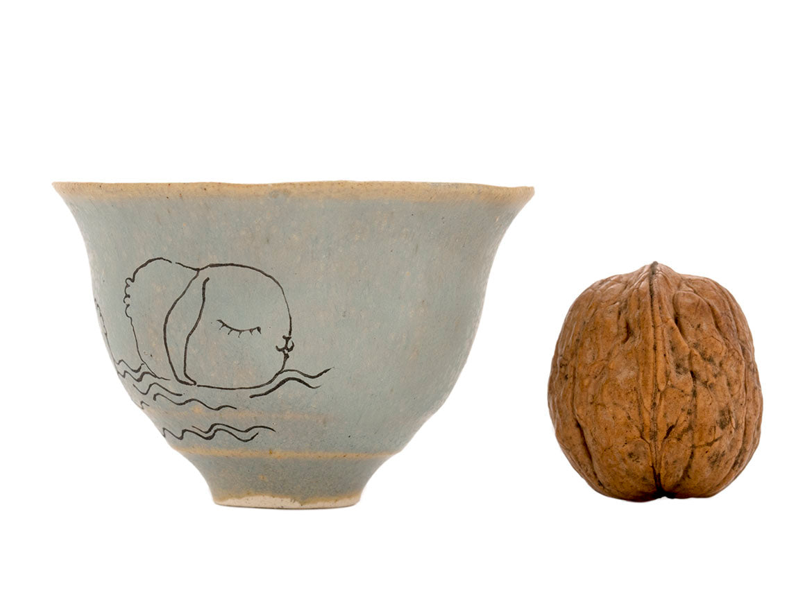 Cup handmade Moychay # 42150, 'Sea bunnies', series of 'Sunny bunnies', ceramic/hand painting, 74 ml. - TeaPot Bliss