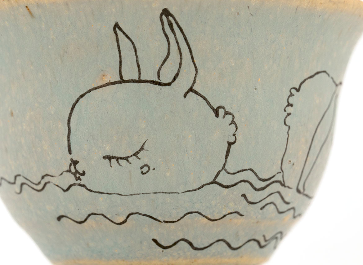 Cup handmade Moychay # 42150, 'Sea bunnies', series of 'Sunny bunnies', ceramic/hand painting, 74 ml. - TeaPot Bliss
