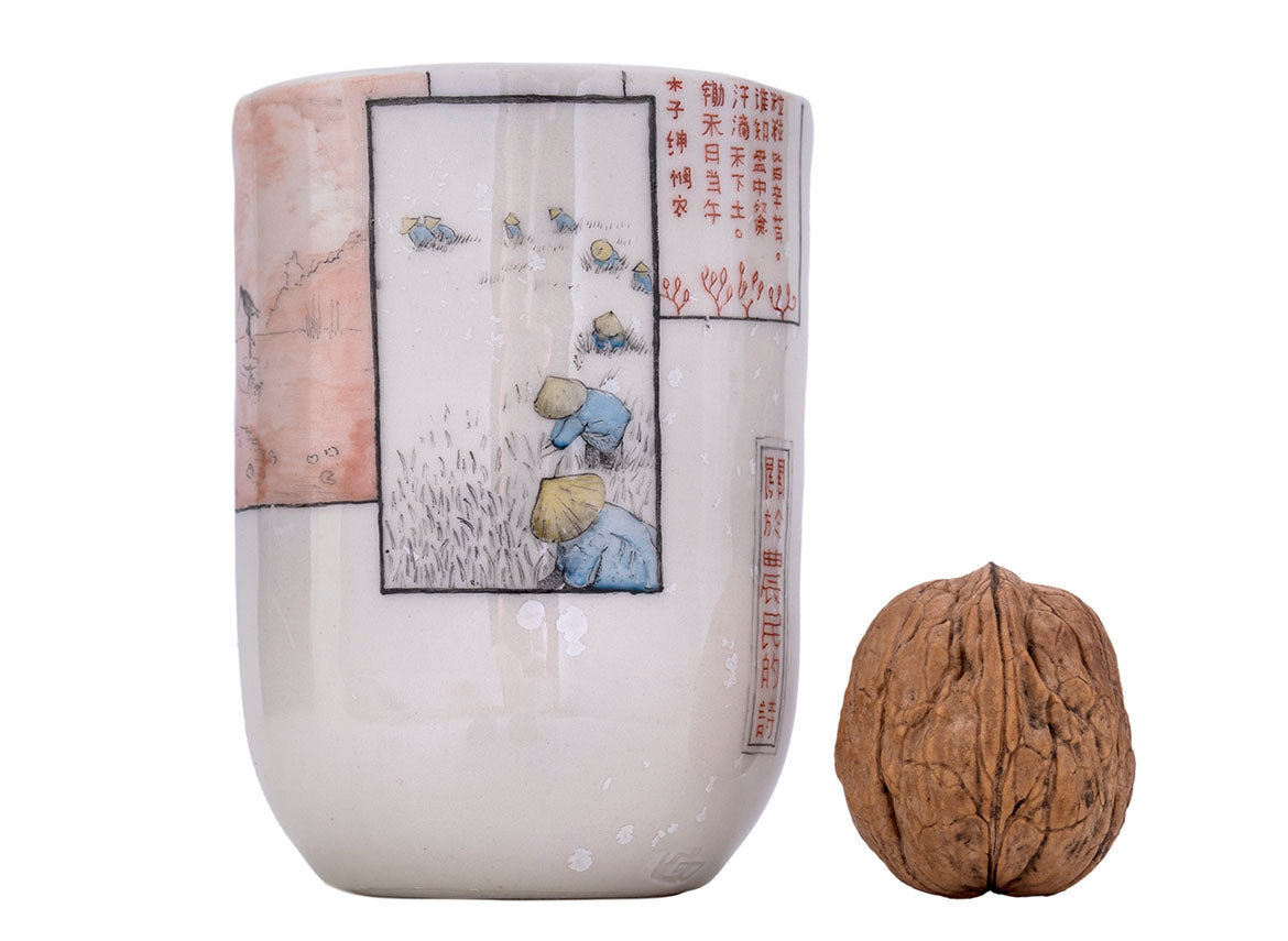 Cup yunomi handmade Moychay 'A poem about farmers' # 44428, ceramic/hand painting, 163 ml. - TeaPot Bliss