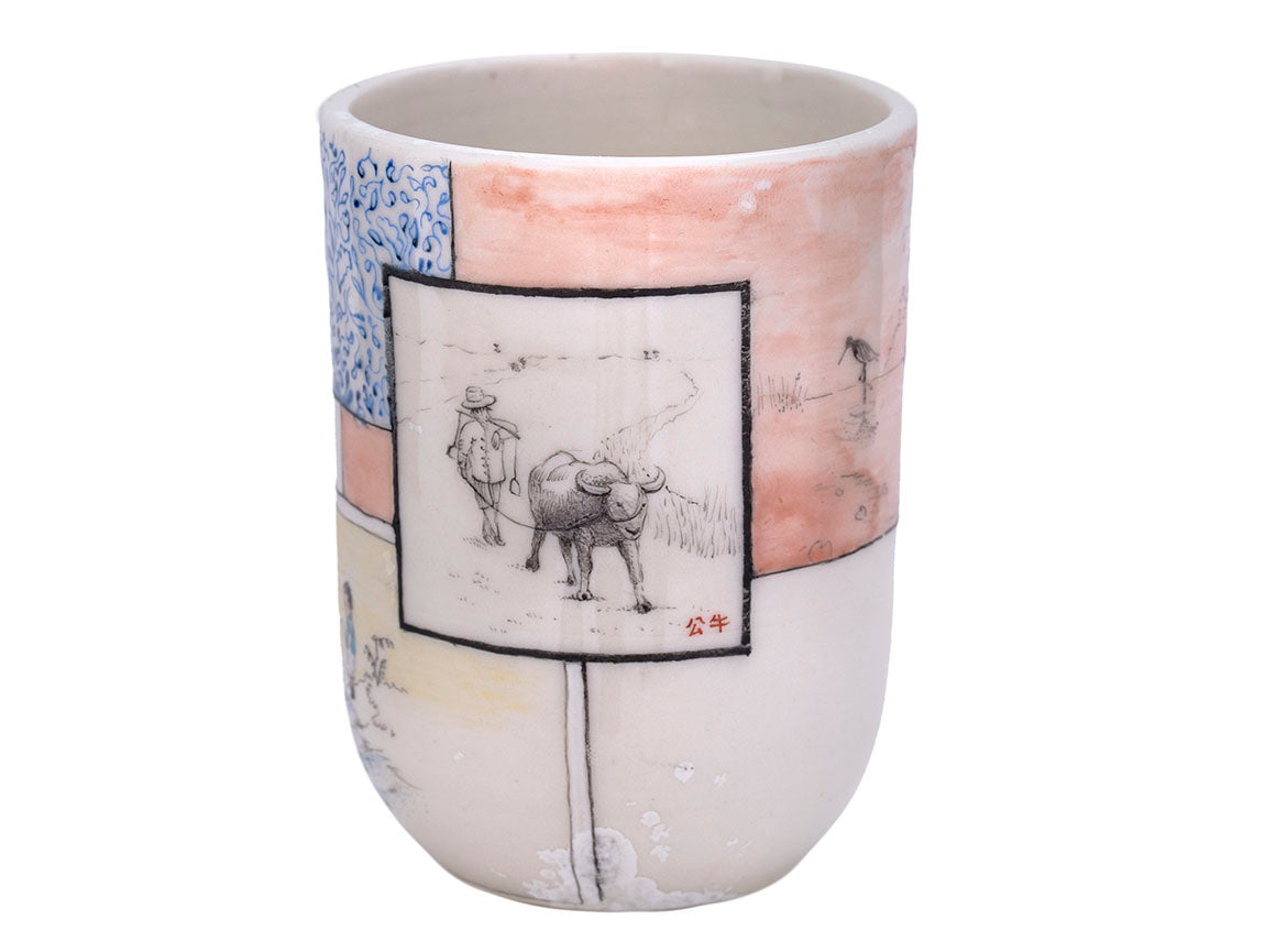 Cup yunomi handmade Moychay 'A poem about farmers' # 44428, ceramic/hand painting, 163 ml. - TeaPot Bliss