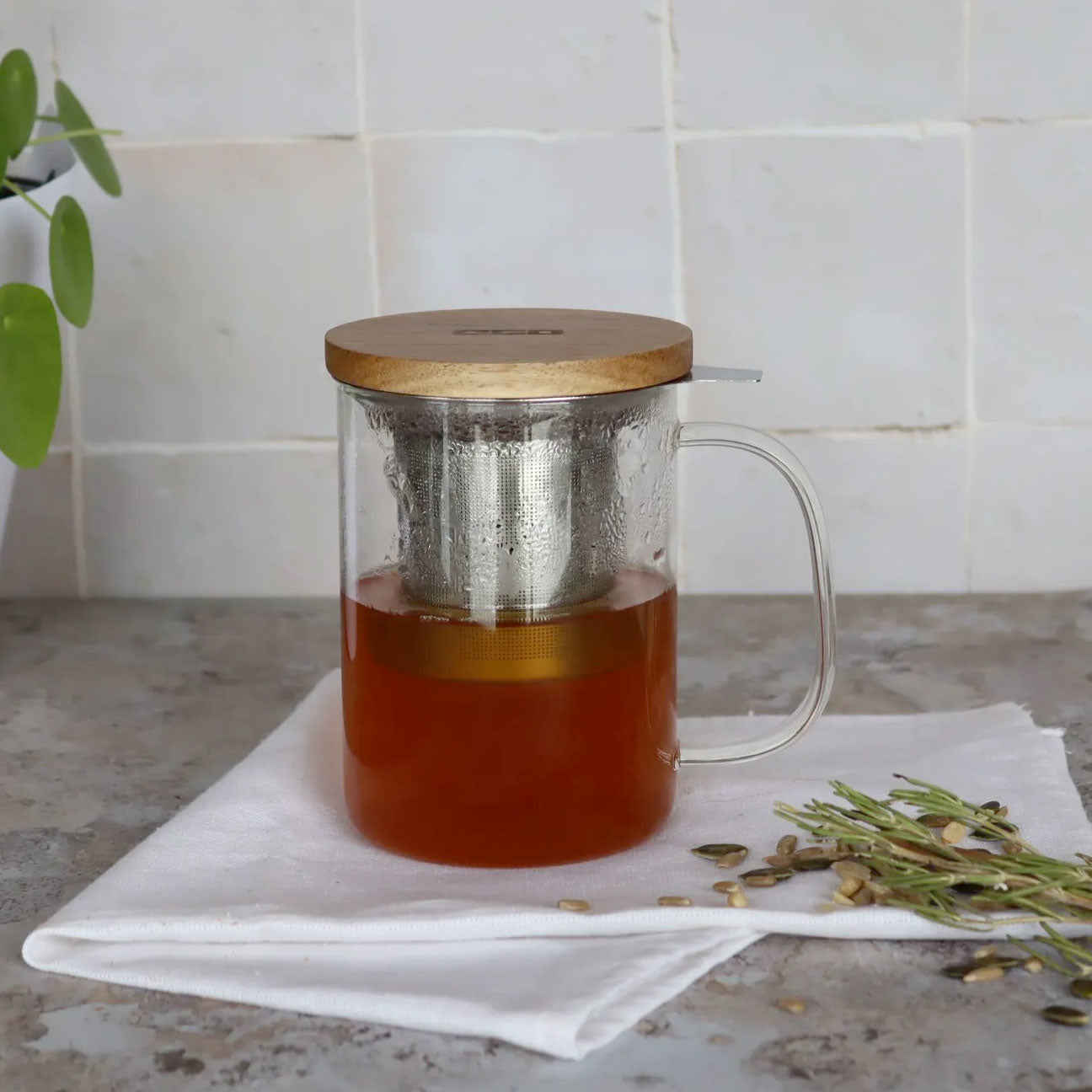 Glazen theekop met filter 450 ml - TeaPot Bliss