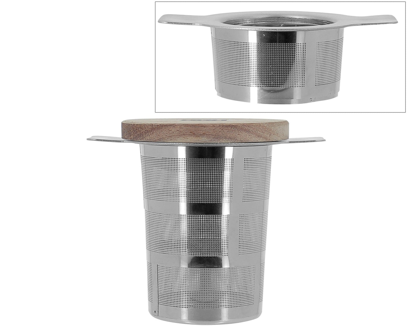 Invouwbaar theefilter met houten deksel - TeaPot Bliss