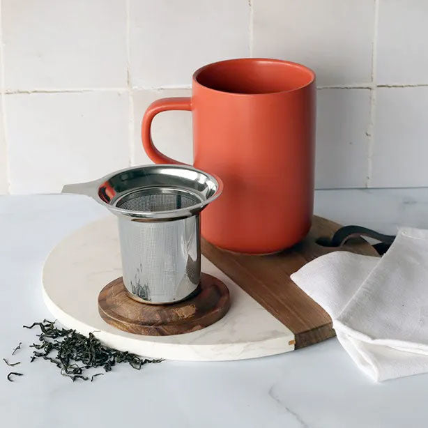 Oranje mok met filter - TeaPot Bliss