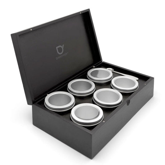 Bamboe theedoos met 6 ronde blikken - TeaPot Bliss