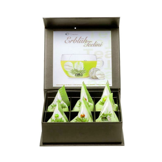 Groene theebloemen eenkops in cadeaudoosje - TeaPot Bliss