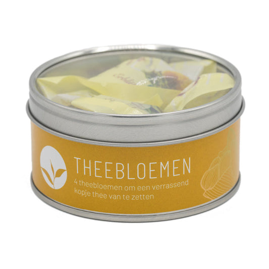 Witte theebloemen eenkops in blikje - TeaPot Bliss