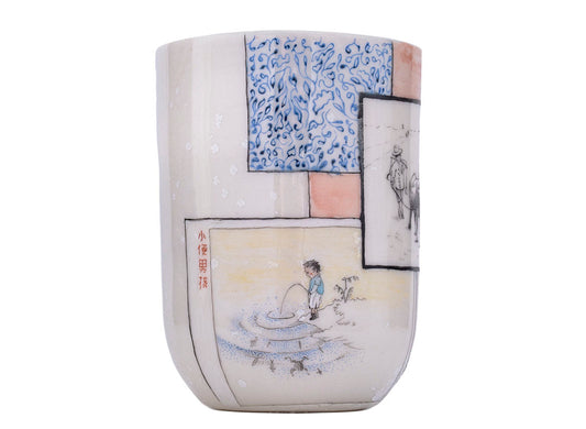 Cup yunomi handmade Moychay 'A poem about farmers' # 44428, ceramic/hand painting, 163 ml. - TeaPot Bliss