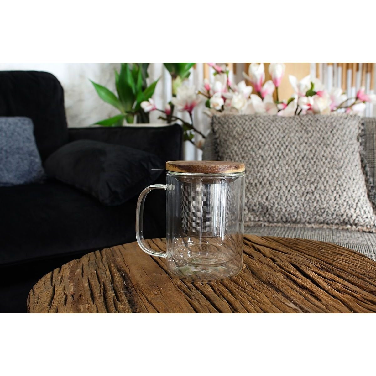 Dubbelwandig glas met filter 350 ML - TeaPot Bliss