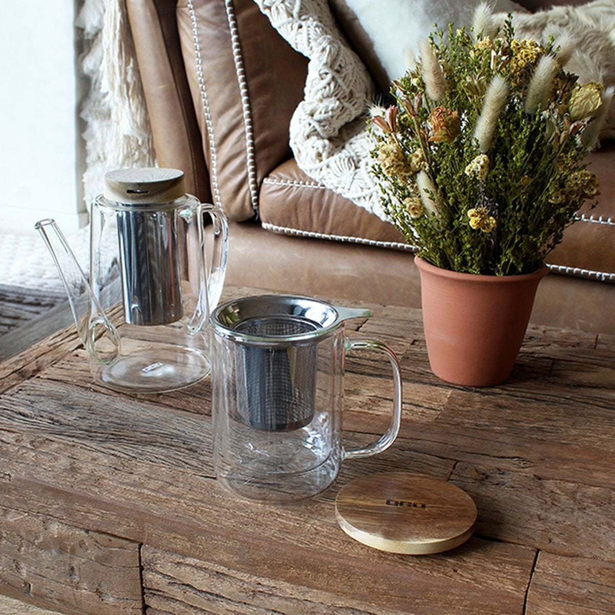 Dubbelwandig glas met filter 350 ML - TeaPot Bliss