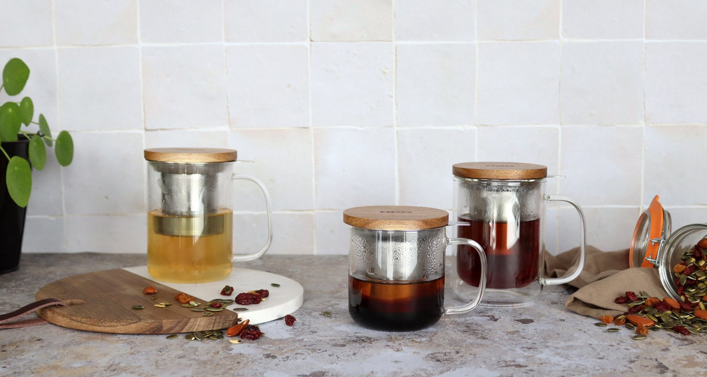 Dubbelwandig glas met filter 350 ML - TeaPot Bliss