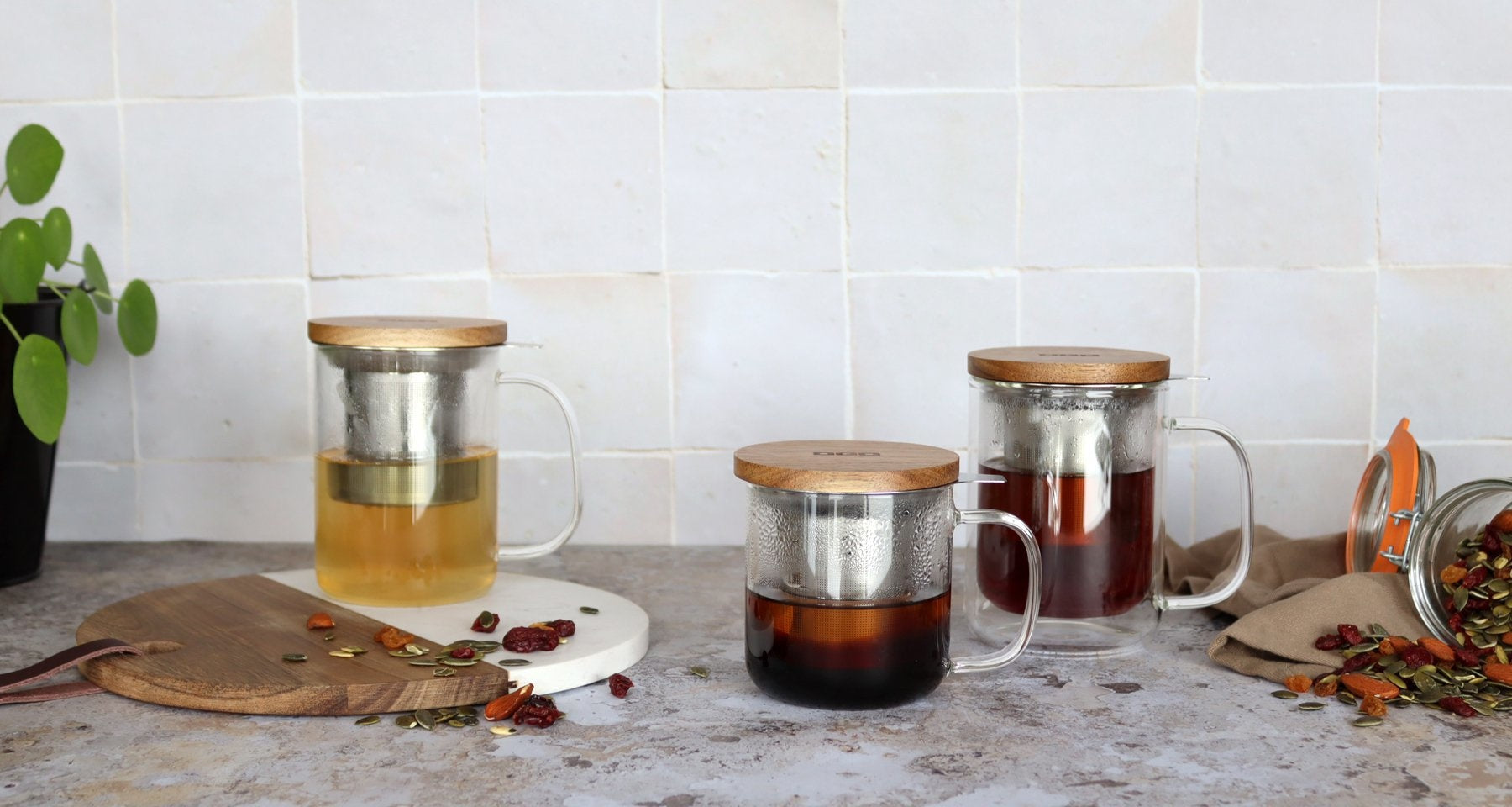 Dubbelwandig glas met filter 350 ML - TeaPot Bliss