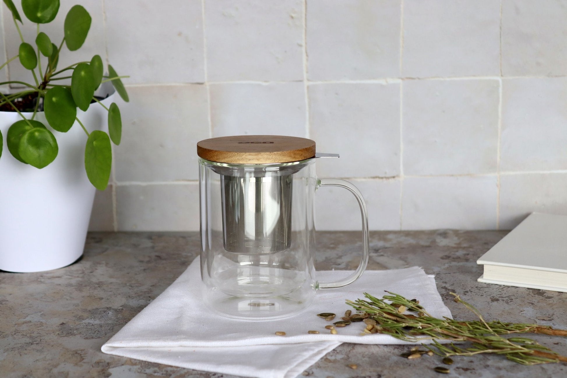 Dubbelwandig glas met filter 350 ML - TeaPot Bliss