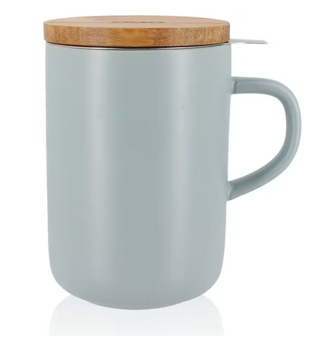 Grijze mok met filter - TeaPot Bliss