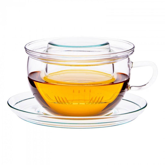 Tea Time theeglas van Jena met glazen filter - TeaPot Bliss